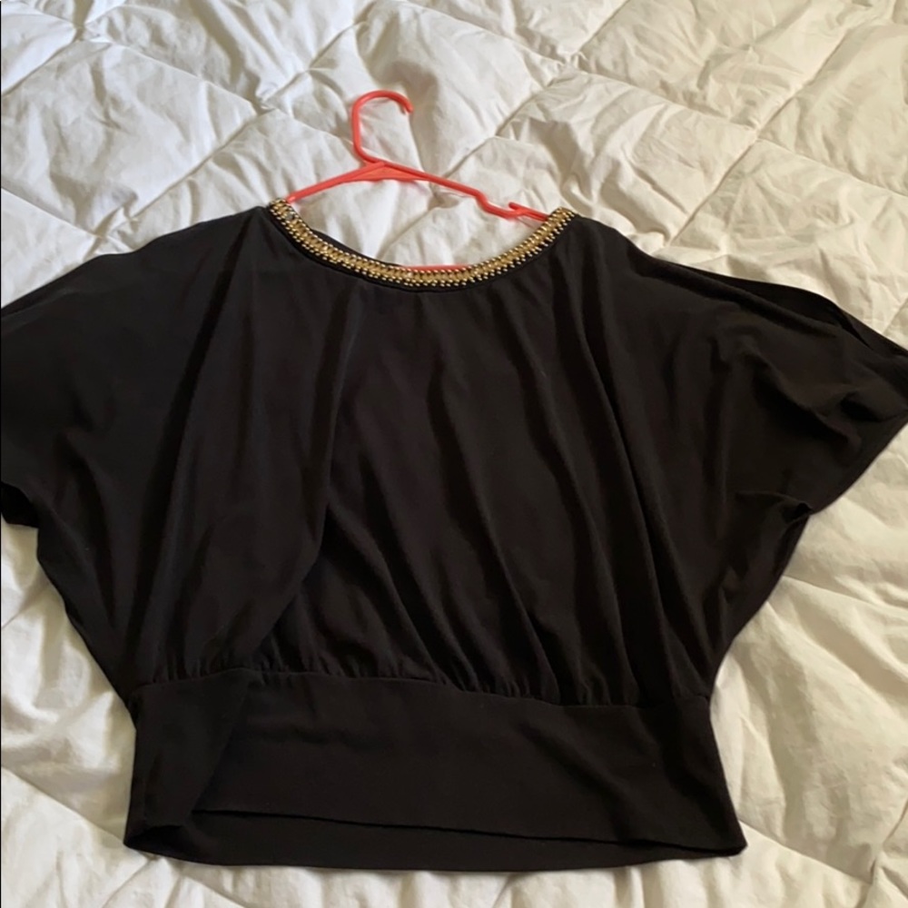 Sequined shoulder cut out top